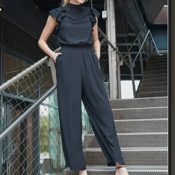 1.STATE Women's Flutter Sleeve Jumpsuit - Picture 9 of 11